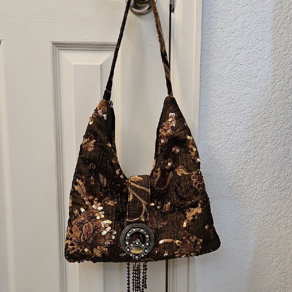 Elegant Brown Sequin Women's Bag